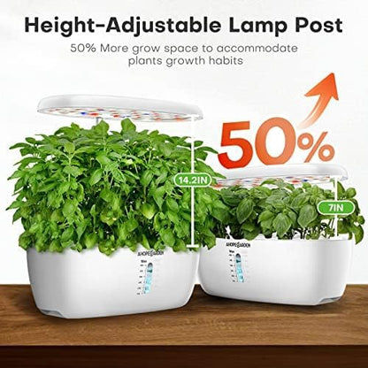 Ahopegarden Indoor Garden Hydroponics Growing System: 12 Pods Plant Germination Kit Herb Garden Kit Growth Lamp Countertop with LED Grow Light Hydrophonic Planter Grower Harvest Vegetable Lettuce