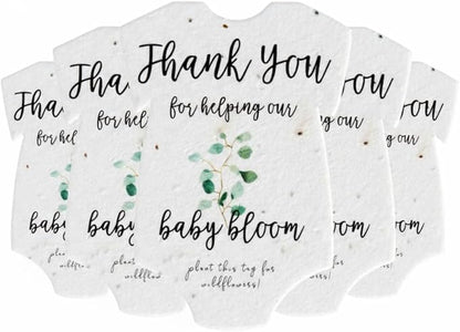 Onesie Seed Paper – 5 Green Baby Shower Favors for Guests with Wildflower Seeds, Writable & Plantable, Baby Shower Gifts for Guest