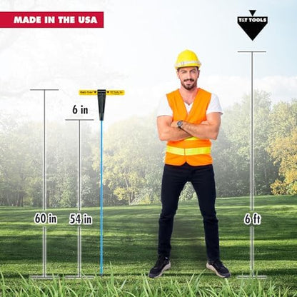 T&T Tools 60-Inch Mighty Probe Insulated Soil Probe – 3/8" Hex Rod Heavy Duty Steel T-Handle Probe for Landscaping, Utility Locating, Soil Testing & Wastewater, USA Made – 1 Pack