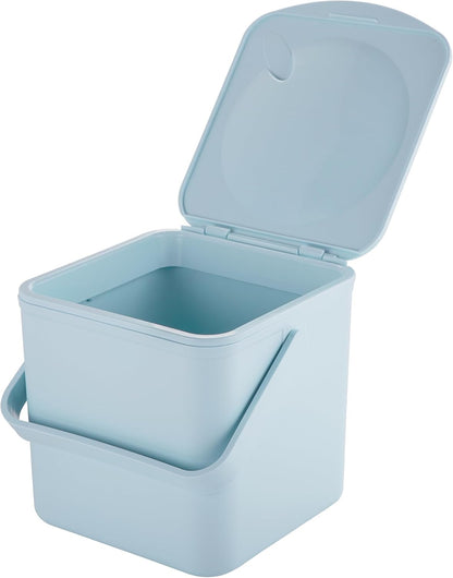 Minky Homecare Kitchen Compost Bin – Countertop Food Waste Caddy with Easy Wipe Clean Interior – Made in The UK - 3.5L (0.9 gal.) (Slate Blue)