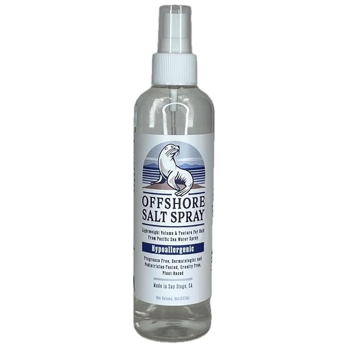 Offshore Salt Spray: Sea Salt Hair Mist for Sensitive Scalp, Lightweight Algae-Based Styling Spray, Hypoallergenic and Dermatologist-Tested, 8oz NATIONAL ECZEMA ASSOCIATION SEAL OF ACCEPTANCE