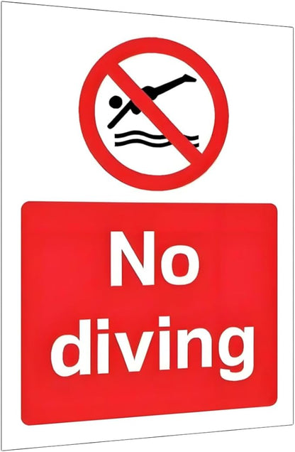 No Diving Allowed Tinplate Pool Sign - Splash-Proof Outdoor Metal Decor for Backyard Safety & Pool Rules