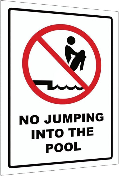 No Jumping into the Pool Outdoor Metal Pool Signs - Perfect Pool Gifts for New Homeowners & Retirees