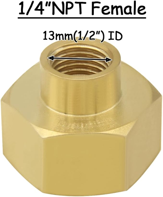 2PCS Brass Garden Hose Adapter 3/4"GHT Female to 1/4"NPT Female Thread Reducer Water Hose Nipple Reducing Convert Pipe Fittings Connector