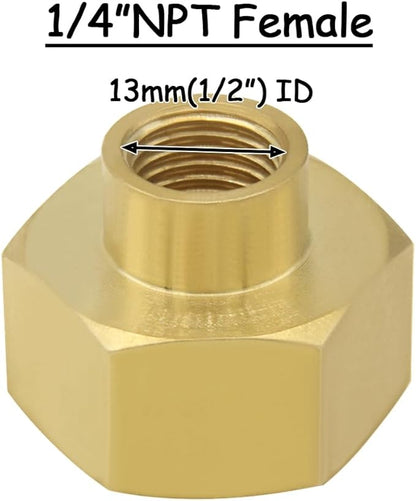 2PCS Brass Garden Hose Adapter 3/4"GHT Female to 1/4"NPT Female Thread Reducer Water Hose Nipple Reducing Convert Pipe Fittings Connector