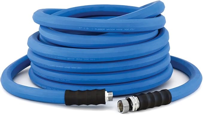 BluSeal Hot/Cold Water Rubber Garden Hose, 100% Rubber, Ultra-Light, Super Strong, 500 PSI, 50F to 190F Degrees, High Strength Polyester Braided (5/8" x 75')