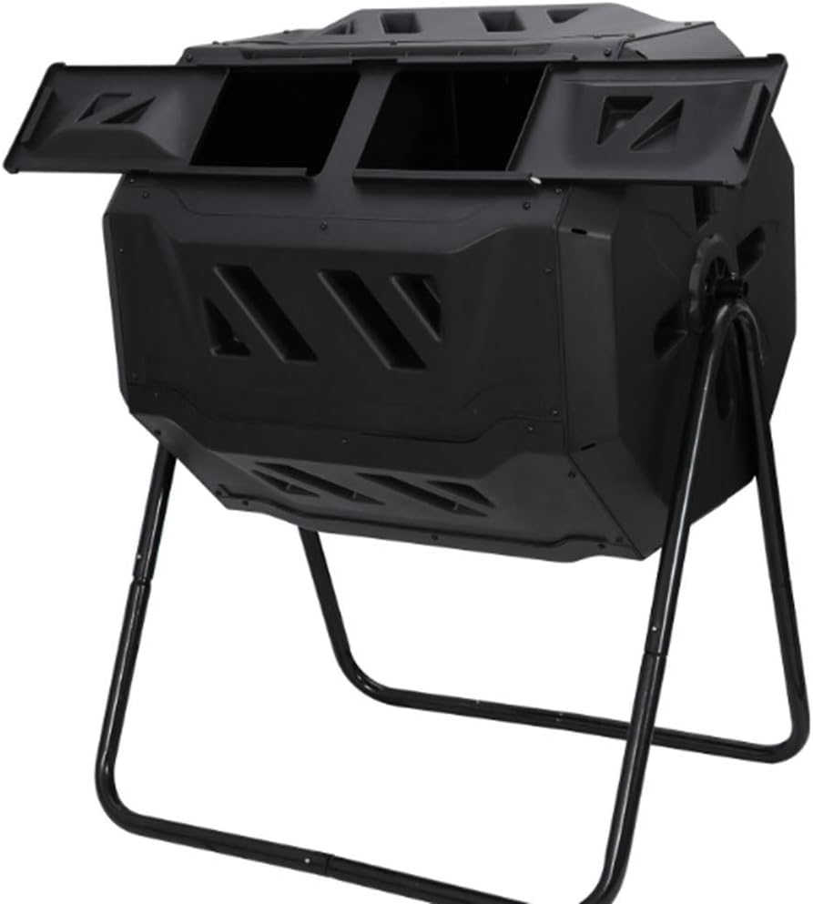 Composting Tumbler 43 Gallon Outdoor Gardening Large Compost Bin Dual Chambers