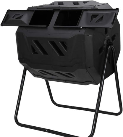Composting Tumbler 43 Gallon Outdoor Gardening Large Compost Bin Dual Chambers