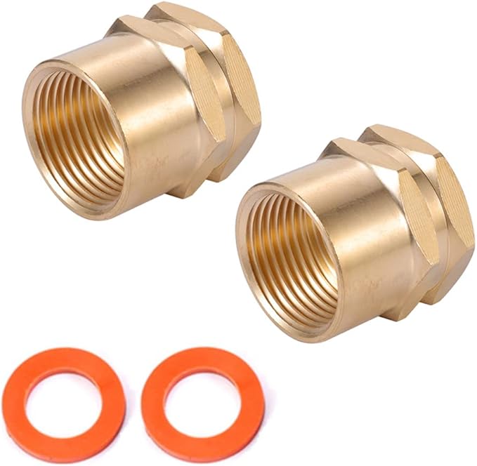 Brass Garden Hose Adapter, 3/4”GHT Female x 3/4”NPT Female Connector,GHT to NPT Adapter Brass Fitting,Brass Garden Hose to Pipe Fittings Connect 2pcs