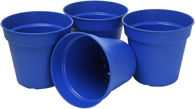 Mintra Home Garden Pots 4pk - Flowers, Herbs, Plants, Indoor, Outdoor, Colorful, Wholesale, Bulk (Blue, 11cm Diameter (4.3in))