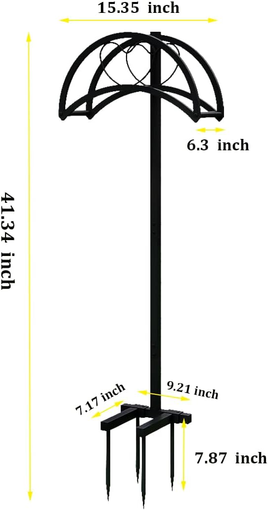 Garden Hose Holder Freestanding Hose Holder Heavy Duty Metal Detachable Hose Reel Stand Water Hose rack For Outside (Black, 15.35 * 6.3 * 41.34)