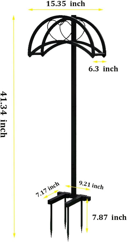 Garden Hose Holder Freestanding Hose Holder Heavy Duty Metal Detachable Hose Reel Stand Water Hose rack For Outside (Black, 15.35 * 6.3 * 41.34)