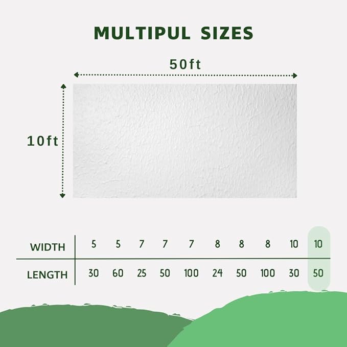 Plant Freeze Protection Cover, 10x50ft Frost Cloth Winter Garden Blanket, Floating Row Cover for Cold Weather and Shade, Perfect for Outdoor Vegetables, Trees, Greenhouse