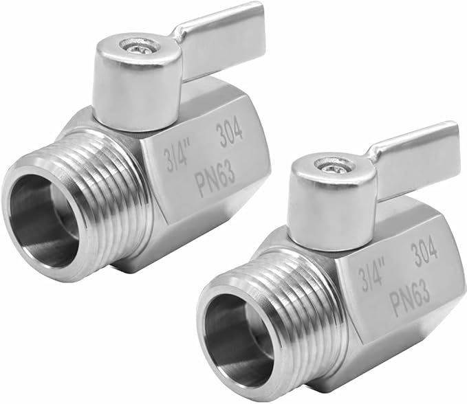 beduan 3/4" Shut Off Valve GHT Thread Stainless Steel Garden Hose Heavy Duty Connector (2 PCS)