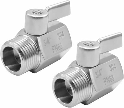 beduan 3/4" Shut Off Valve GHT Thread Stainless Steel Garden Hose Heavy Duty Connector (2 PCS)