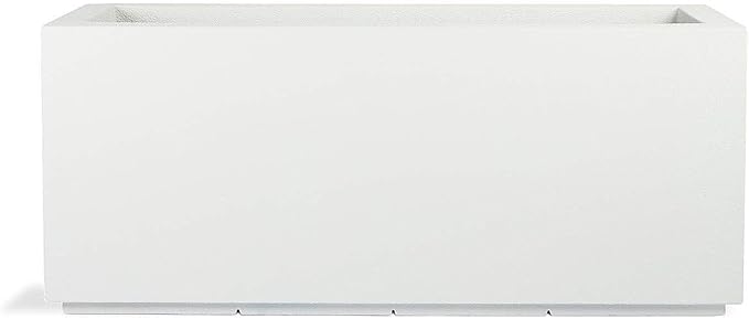 PolyStone Milan Tall Modern Outdoor/Indoor Rectangular Trough Planter, 46" L X 17" W X 19" H, Lightweight, Heavy Duty, Weather Resistant, Polymer Finish, Commercial and Residential (White)