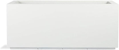 PolyStone Milan Tall Modern Outdoor/Indoor Rectangular Trough Planter, 46" L X 17" W X 19" H, Lightweight, Heavy Duty, Weather Resistant, Polymer Finish, Commercial and Residential (White)