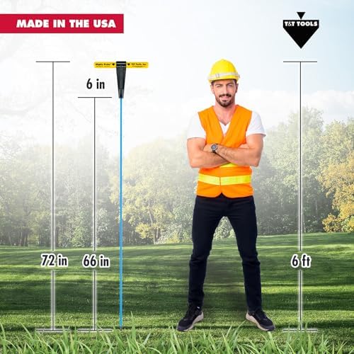 T&T Tools 72-Inch Mighty Probe Insulated Soil Probe – 3/8" Hex Rod Heavy Duty Steel T-Handle Probe for Landscaping, Utility Locating, Soil Testing & Wastewater, USA Made – 2 Pack