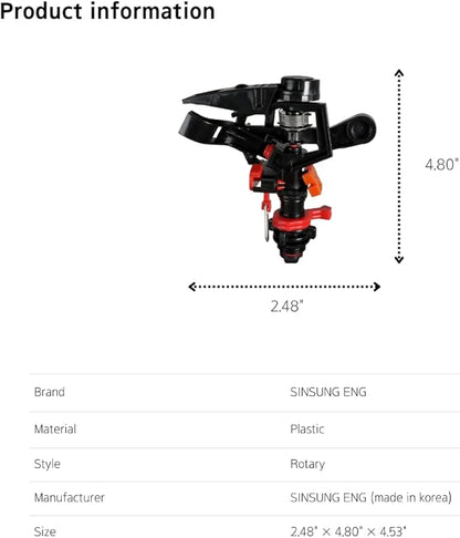PVC Low Pressure Sprinkler Head, Adjustable 0-360 Degree, Partial Rotation Type