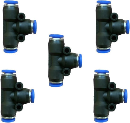 5 Pcs 5/32" x 5/32"x 5/32" Pneumatic T Shaped 3 Way Tube Reducer Connector,Quick Push to Connect Tee Fitting