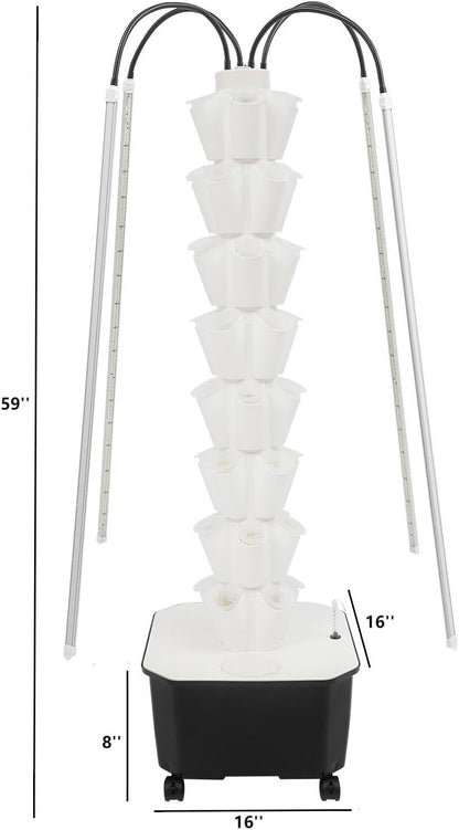 Hydroponic Growing Tower System Kit, 40-Plant Vertical Hydroponics Garden Tower with LED Grow Light, for Outdoor Indoor Herbs Fruits Vegetables Smart Garden Planter Kit