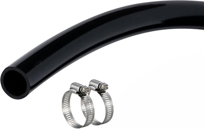 1/2" id - 100ft Black Vinyl Tubing Flexible PVC Tube Hybrid Hose Transfer Water Fuel Gas for Pond Fountain Garden Waterfall, Durable and Safe, with 2 Hose Clamps