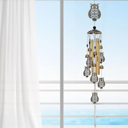 Bronze Owls Wind Chimes Decor, Mobile Blessing Wind Bells Decorate, Sympathy Wind Catcher, Memorial Gifts for Mom,Grandma,Woman (Housewarming/Outside/Indoor/Home/Room/Porch/Yard/Garden Decoration)