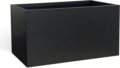Steel Planter 36" x 12" x 16" Metal Rectangle Outdoor Planter Black Powder Coated Flower Box Metallic Heavy Pot Indoor & Outdoor, Commercial & Residential (L36 x W12 x D16, Black)