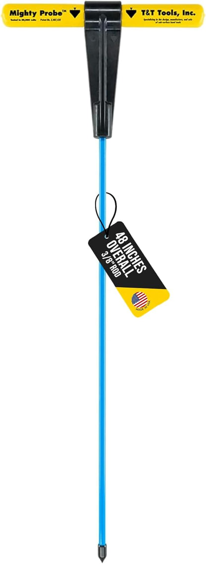 T&T Tools 48-Inch Mighty Probe Insulated Soil Probe – 3/8" Hex Rod Heavy Duty Steel T-Handle Probe for Landscaping, Utility Locating, Soil Testing & Wastewater, USA Made – 1 Pack