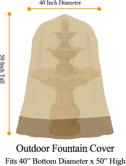 Outdoor Water Fountain Cover Waterproof Heavy Duty Cover for Winter Outdoor Garden Large Fountain Statue 40 Inch Diameter, 50 Inch Tall