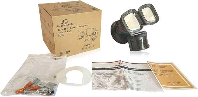 RuggedGrade 20W Turin II TT Series LED Security Light with 240° Motion Sensor - 2400 Lumens - Color Selectable 3000K/4000K/5000K - Bronze Housing - Outdoor LED Light - DLC 5.1 Premium