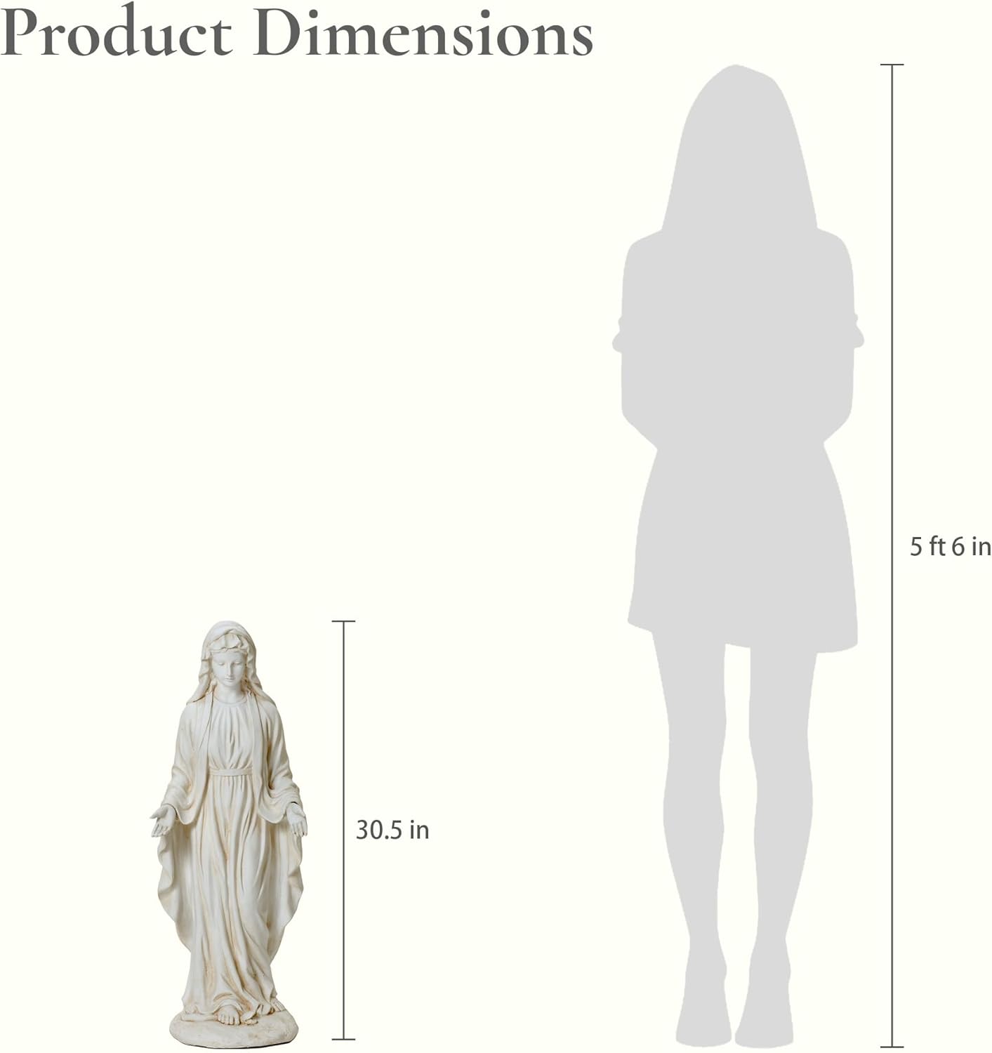 LuxenHome Virgin Mary Statue Outdoor, 30'' Religious Garden Statue, Blessed Mother Outdoor Statue, Virgen De Guadalupe Statues, Large Outdoor Garden Statues, Sculptures Decorations Home Yard Patio