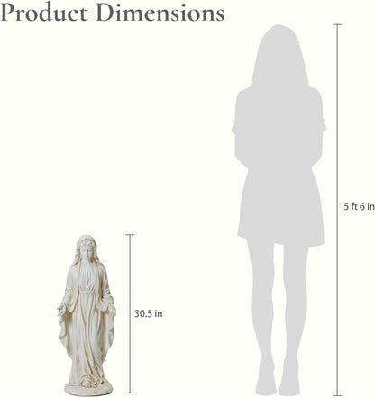 LuxenHome Virgin Mary Statue Outdoor, 30'' Religious Garden Statue, Blessed Mother Outdoor Statue, Virgen De Guadalupe Statues, Large Outdoor Garden Statues, Sculptures Decorations Home Yard Patio
