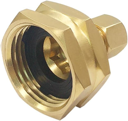 Hooshing 2PCS 3/4" GHT Garden Hose Female Thread to 3/8" OD Compression Brass Connectors with Washers Faucet to Hose Adapter