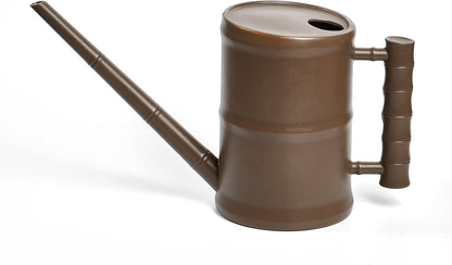 ZXJ Watering Can for Outdoor Indoor Plants - Small Plastic Home Garden - with Long Spout - Brown - 64 Oz - 1/2 Gallon