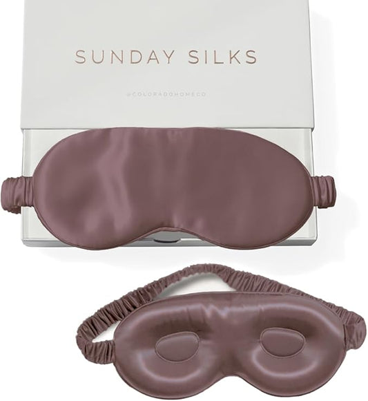 SUNDAYSILKS™ 3D Contoured Silk Sleep Mask | Padded Silk Eye Mask with Eye Cups for Lash Extensions | Blackout, Organic for Women & Men, Perfect for Travel, Slip-Free Deep Sleeping, Antifaz para Dormir