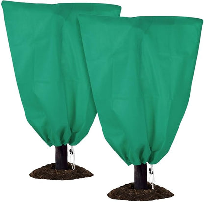 2 Pack Winter Plant Covers Freeze Protection - 23.6"×31.5" Winter Frost Protection Bags for Outdoor Plants with Drawstring, Reusable Anti-Freeze Cloth for Garden & Potted Plants
