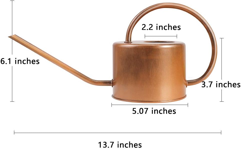 40 oz Decorative Copper Colored Galvanized Steel Watering Can - Easy Pour Gooseneck Spout for Indoor Plant Watering (Bronze)