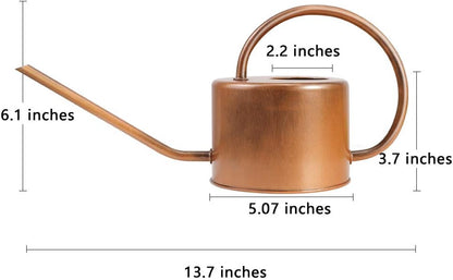 40 oz Decorative Copper Colored Galvanized Steel Watering Can - Easy Pour Gooseneck Spout for Indoor Plant Watering (Bronze)
