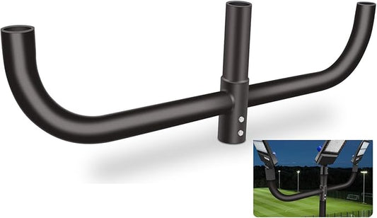 180 Degree Bullhorn Mounting Bracket Tenon, 2-3/8 Round Triple Light Pole Mount Arm Tenon Adaptor for 3 Slip Fitter Lights Led Parking Lot Light, Street Area Lighting Solid Heavy Duty Steel