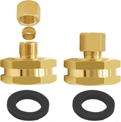 Joywayus Brass US Standard Faucet Adapter Convert 3/4" GHT Female Garden Hose Thread to 1/4" OD Compression Tubing Adapter (Pack of 2)
