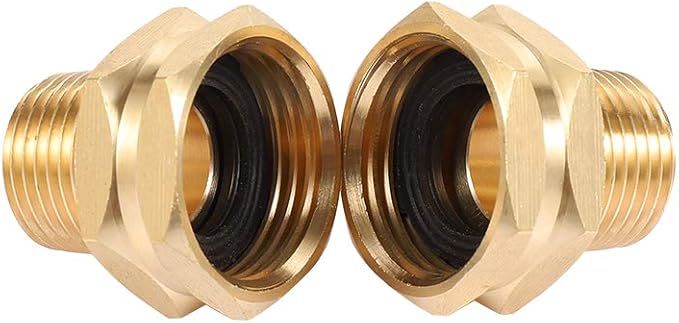 Garden Hose Adapter, 3/4” GHT Female x 1/2” NPT Male Connector,GHT to NPT Adapter Brass Fitting,Brass Garden Hose to Pipe Fittings Connect 2pcs (3/4”Female x 1/2” NPT Male)