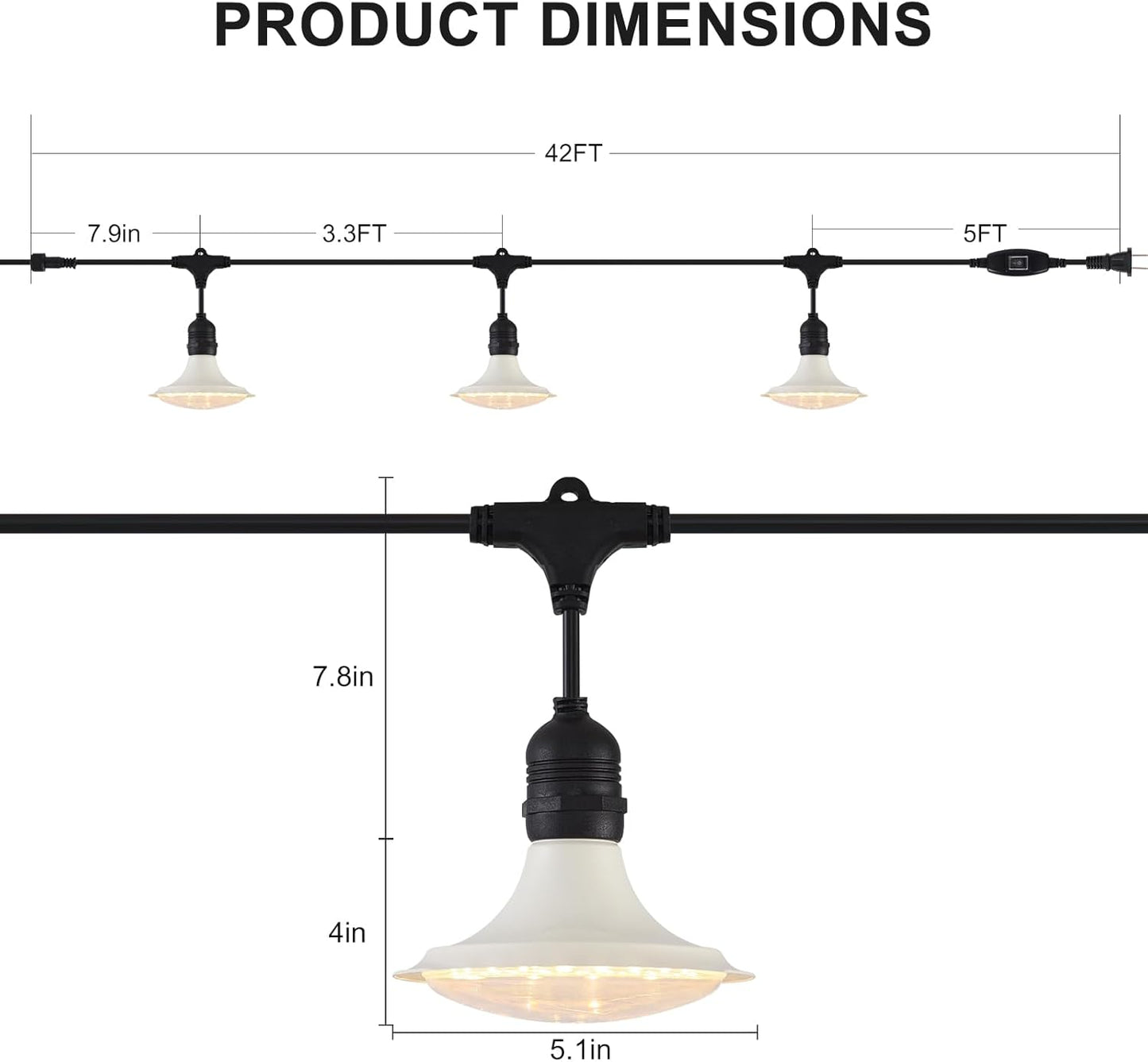 Outdoor LED Grow Lights, Waterproof String Grow Light, Full Spectrum Plant Growing Lights with 42Ft Cord, 12 Lights for Outdoor, Greenhouse Planting, Rainproof and Windproof