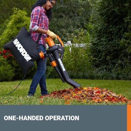 WORX WG509 12 Amp Trivac, 3 in 1 Electric Leaf Blower, Leaf Vacuum & Leaf Mulcher for Lawn Care