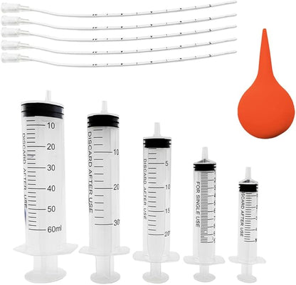 11pcs Puppy Kitten Feeding Tube Kit for Small Animals and Clear Feeding Syringe 5/10/20/30/60ml, Clear Feeding Tube, Syringe Bulb for Puppy Kitten Nestling Feeding Tools
