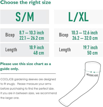 COOLJOB Gardening Sleeves UV Cooling Sun Protection Arm Cover for Women Men with Thumb Hole for Gardener, Farmer, Outdoor