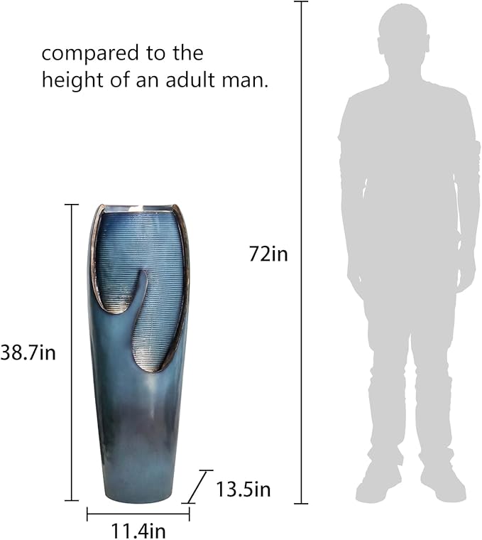 Naturefalls 38.7” H Modern Outdoor Fountain - 4-Tiered Outdoor Garden Fountains with Contemporary Design&LED Light for Garden, Patio, Deck, Porch, Backyard and Home Art Decor