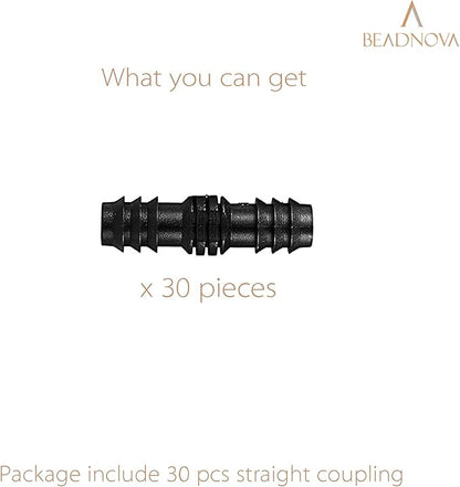 BEADNOVA Drip Irrigation Connectors 30 Pcs 1/2 Inch Barbed Straight Couplings Irrigation Connectors for 1/2 Inch Drip Tubing Water Tubing Gardening Supplies (30pcs)
