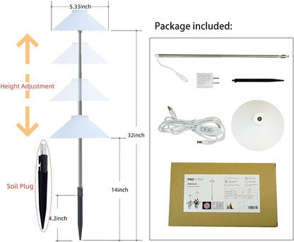 MiniSun LED Grow Light for Indoor Plants, Full Spectrum Plant Light with Height-Adjustable Stand, USB Powered,5V Low Voltage ，Ideal for Home Gardening, 1 Pack