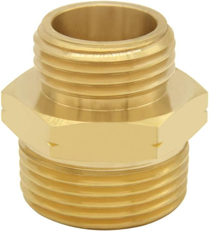Brass Garden Hose Adapter 3/4"GHT Male to 1"NPT Male Thread Reducer Water Hose Nipple Reducing Convert Pipe Fittings Connector